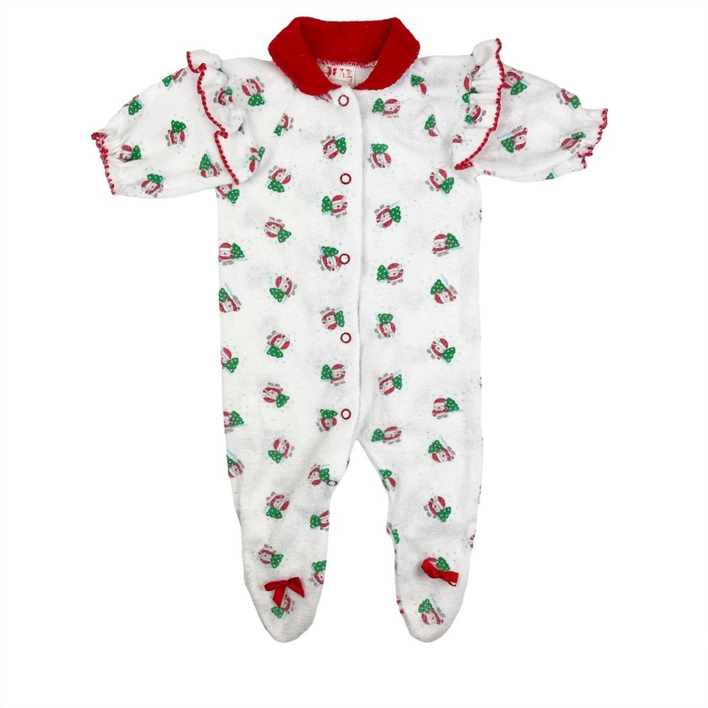 Vintage Playskool Christmas Terry Footed One Piece Sleeper